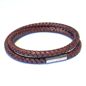Leather bracelet-brown-wired-6mm