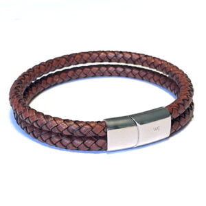 Leather bracelet brown double