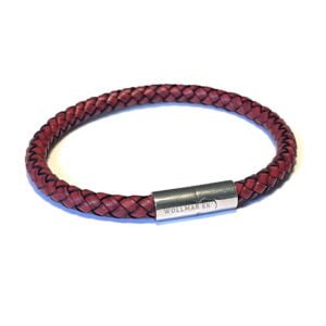 Leather bracelet medium red 6 mm