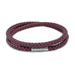 Leather bracelet dark red wrap 6 mm