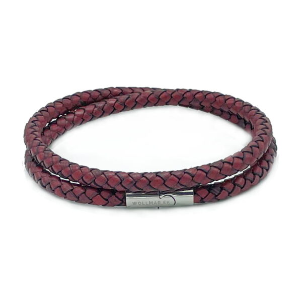 Leather bracelet dark red double 6 mm