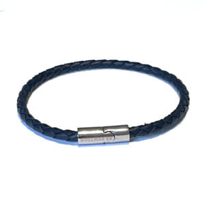 Leather bracelet dark navy blue 4 mm