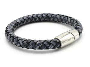 Thick Gray Leather Bracelet